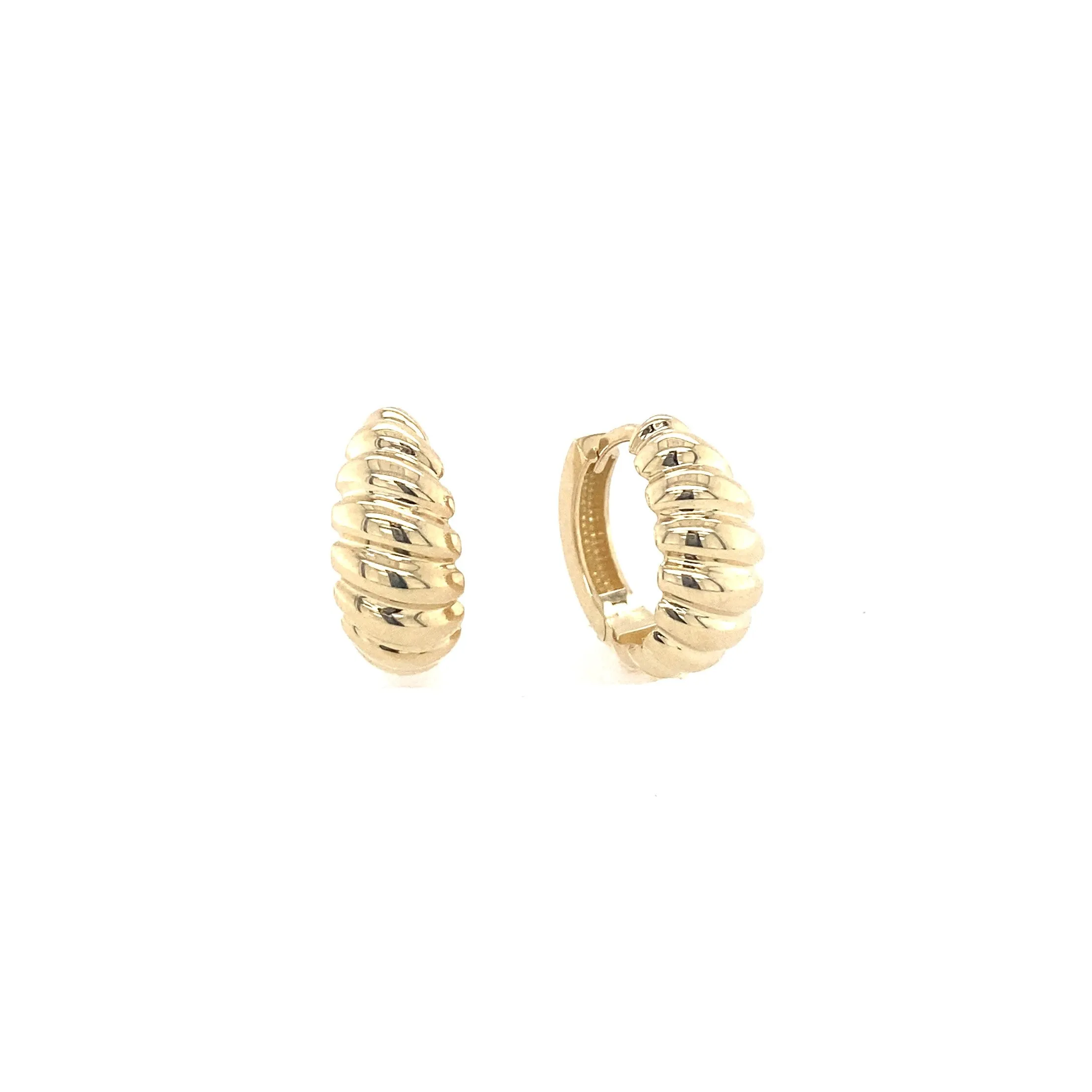 10 Karat Gold Croissant Huggie Earrings