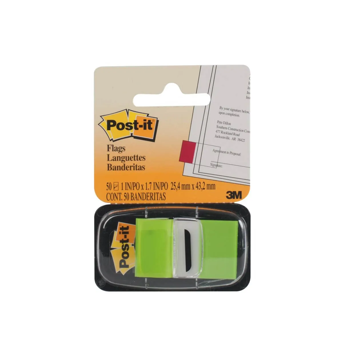 3M Post-it 680-22 Flag Bright Green 1" X 1.7" 50 Sheets