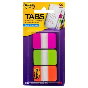 3M Post-it Durable Index Tabs 1" X 1.5" 22 Tabs Pink/Green/Orange