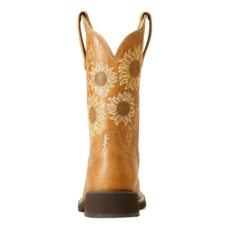 Ariat Women's Blossom Sanded Tan Fatbaby Toe Western Boots 10046886