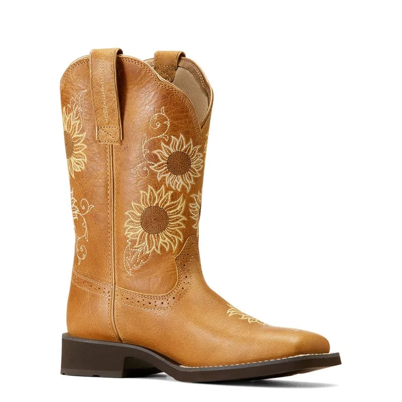 Ariat Women's Blossom Sanded Tan Fatbaby Toe Western Boots 10046886