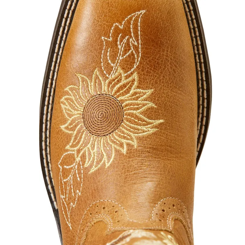 Ariat Women's Blossom Sanded Tan Fatbaby Toe Western Boots 10046886