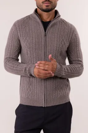 CABLE MOCK NECK ZIP CARDIGAN