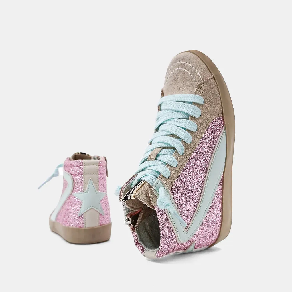 Girls: Pink Glitter Retro Star Rooney Sneakers