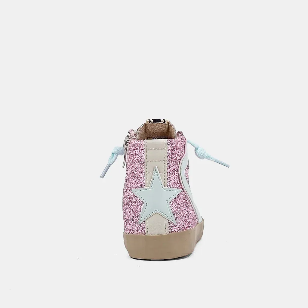 Girls: Pink Glitter Retro Star Rooney Sneakers