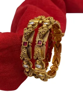 Gold Plated Antique Bangle Set For Women By Gehna Shop