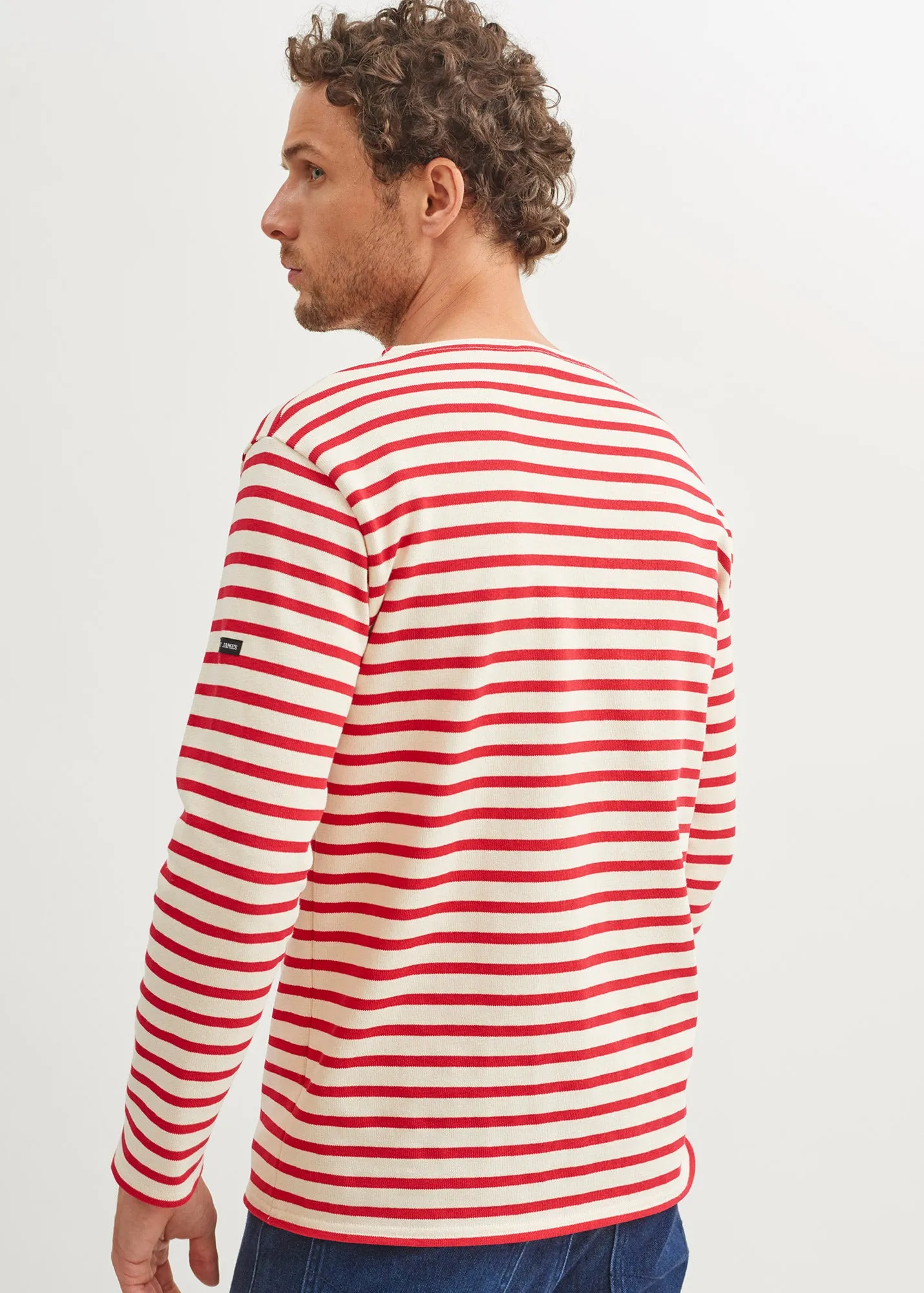 Guildo striped sailor shirt - boat neck, in thick cotton (ECRU/TULIPE)