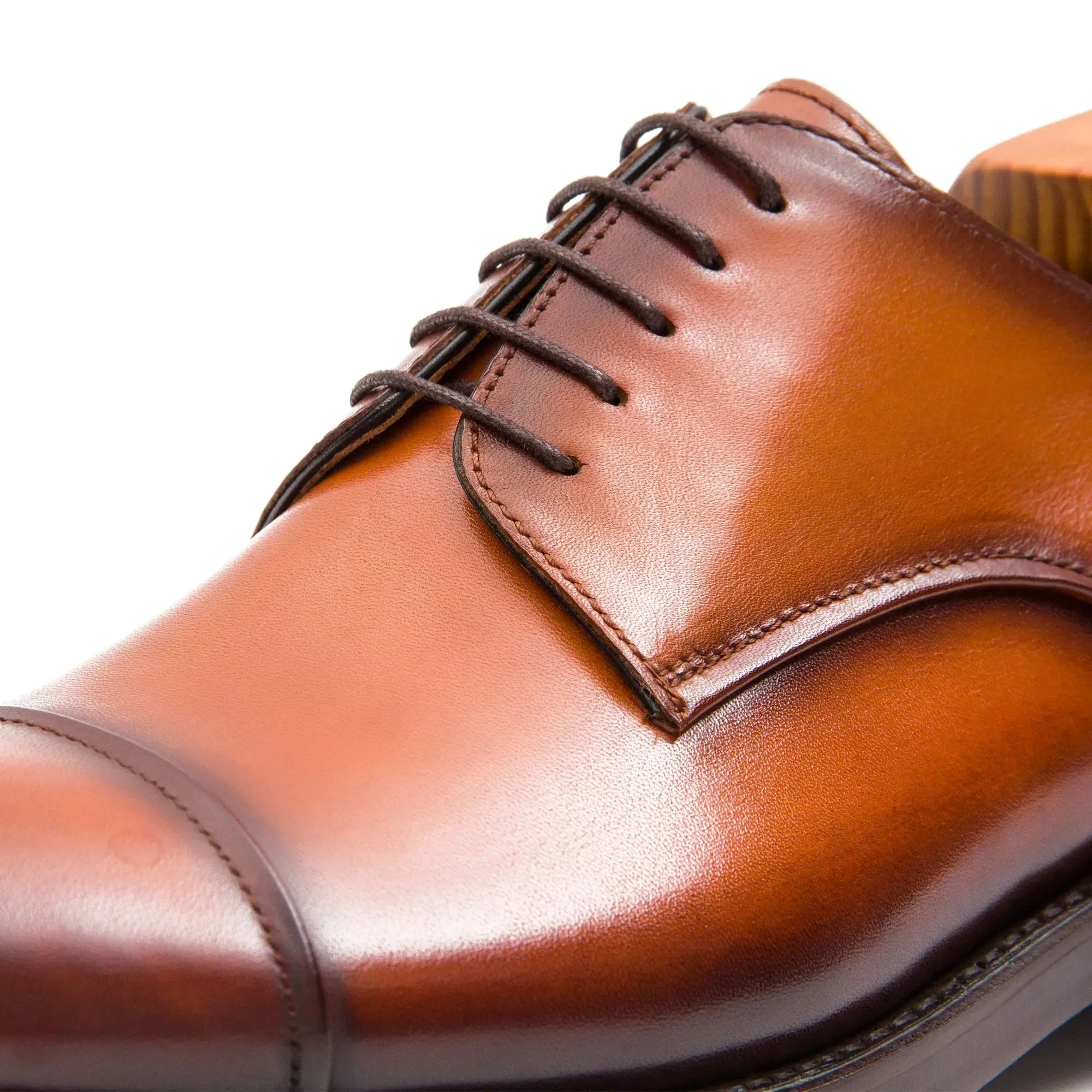 Handmade Derby Shoes Brown Leather