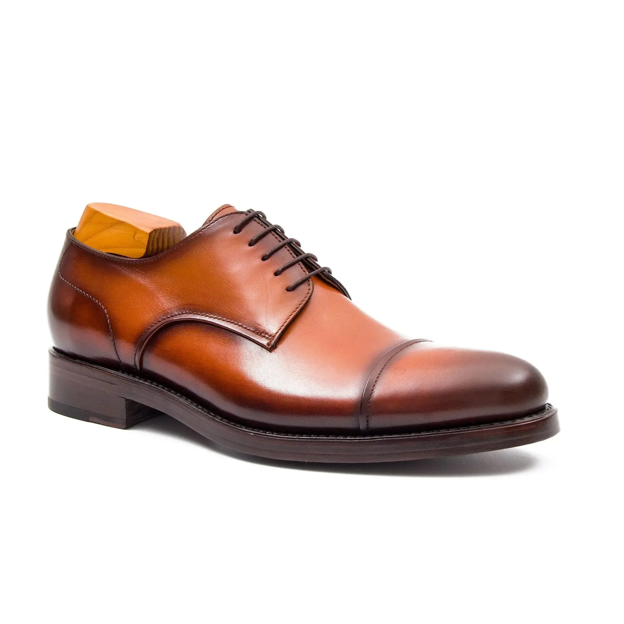 Handmade Derby Shoes Brown Leather