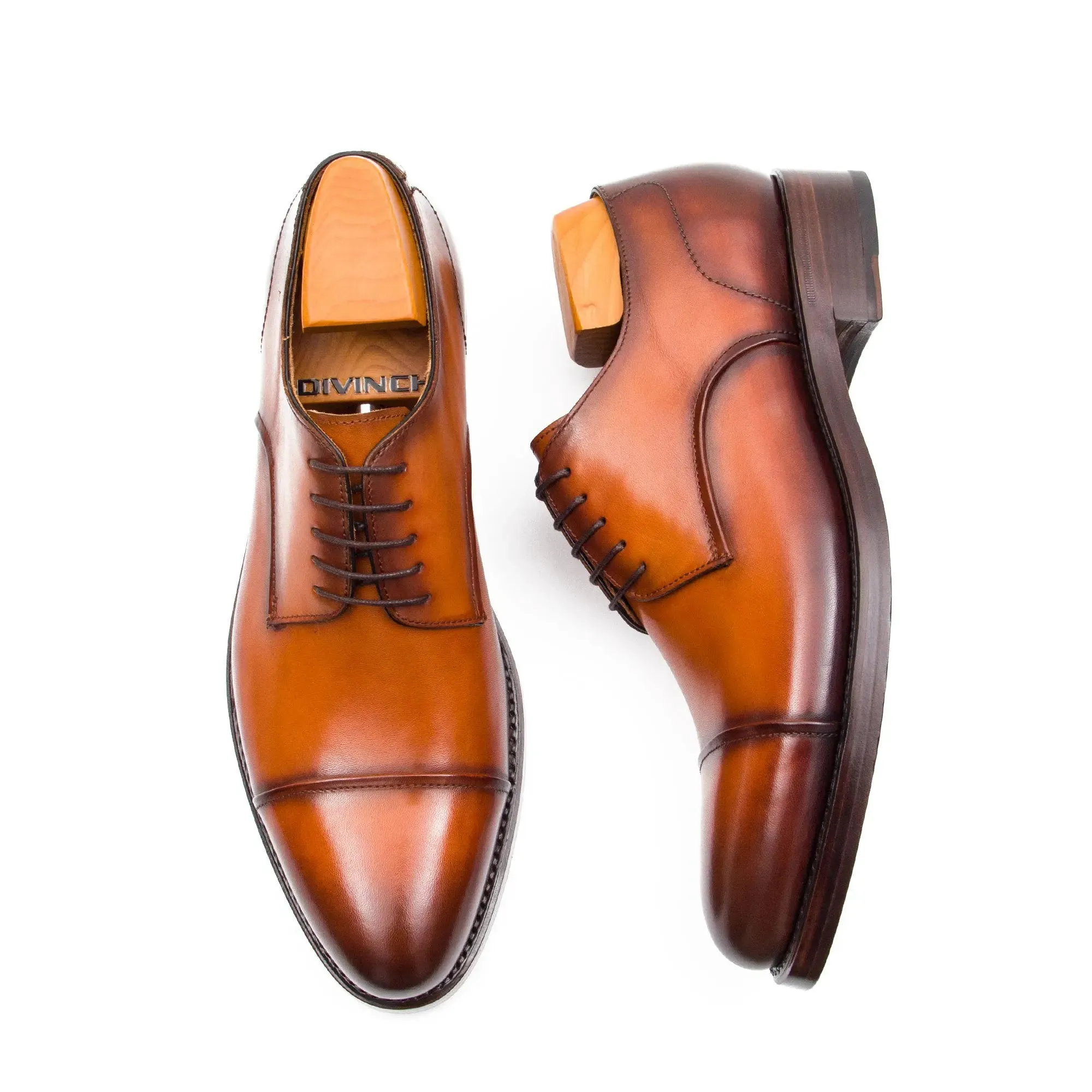 Handmade Derby Shoes Brown Leather