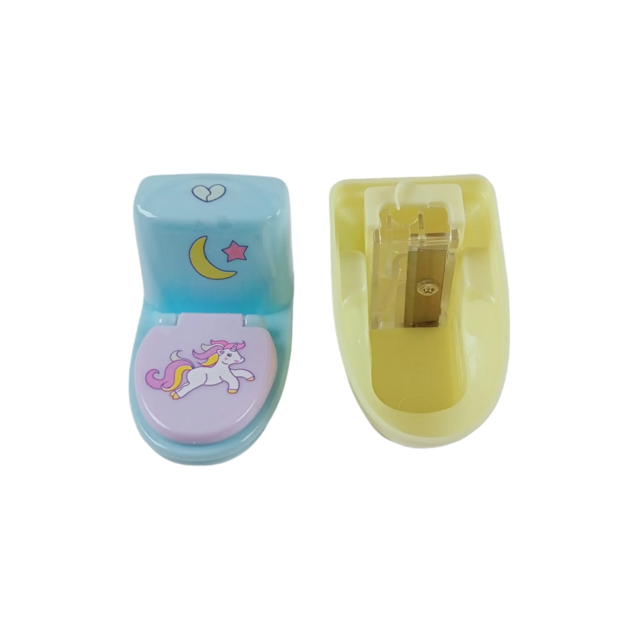 Miniature Pot Style Sharpener with Unicorn Eraser for School Kids, Students