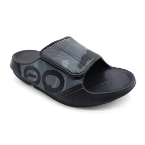 Oofos Unisex OOahh Sport Flex Adjustable Slide Black Grey Camo