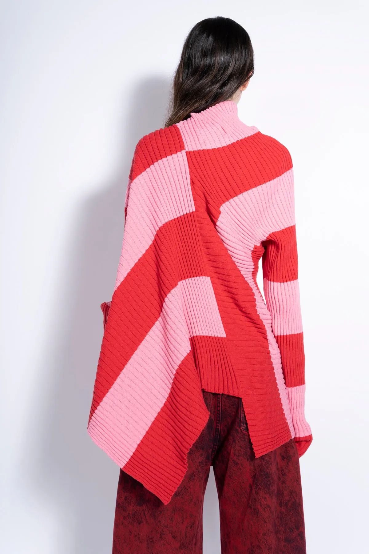 PINK AND RED DRAPED JUMPER