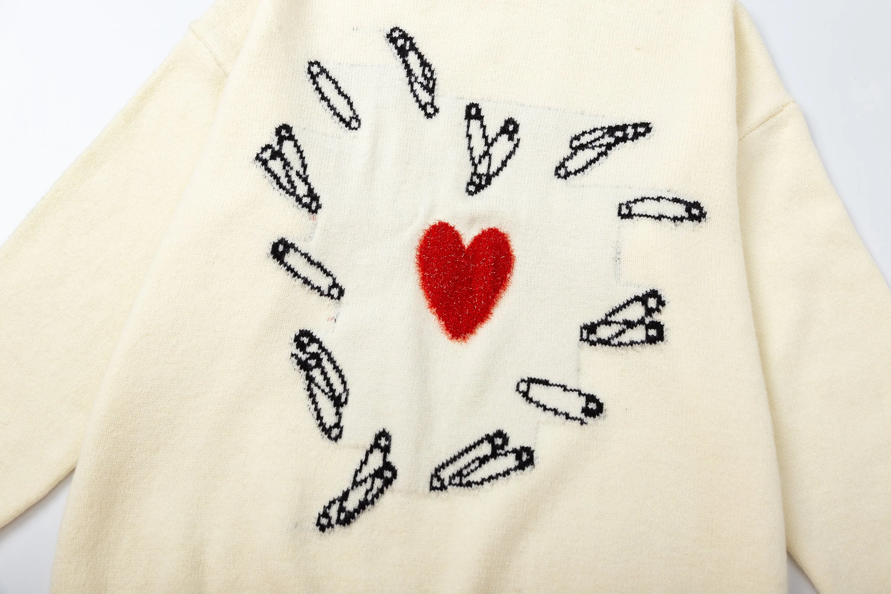 Pinned Heart | Oversized Graphic Knit Sweater