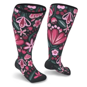 Purple Flora Diabetic Compression Socks