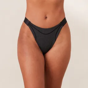 Ribbed Mindful Thong - Black