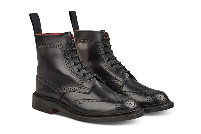 Stephy Brogue Boot - BLACK