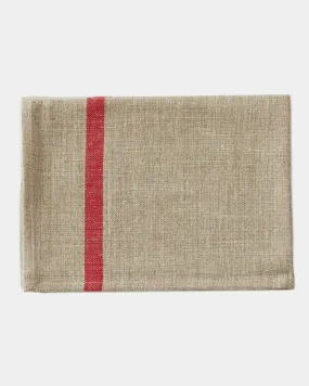 Thick Linen Kitchen Cloth: Natural with Red Stripe